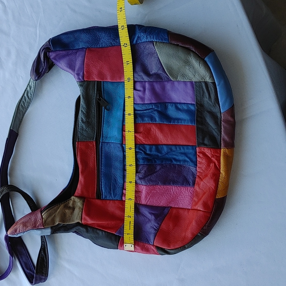 Vintage kid leather multicolored patchwork crossbody bag - Picture 5 of 5
